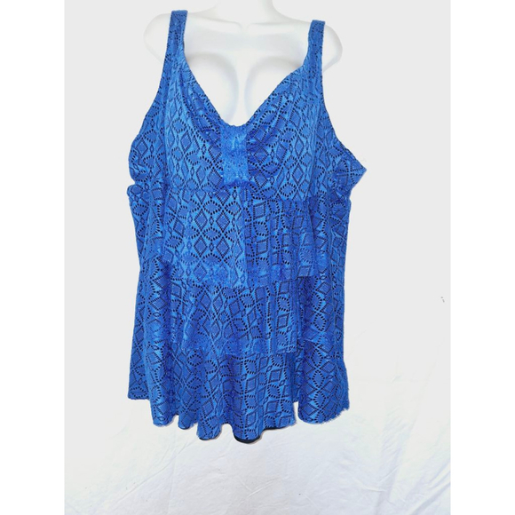 Catherines Other - Catherines Size 34W Blue crochet lace swim tankini built in bra beachwear